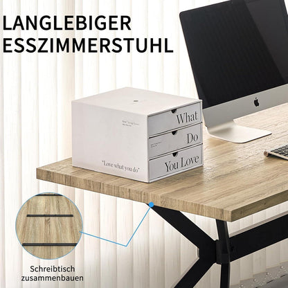 Esszimmergruppe mit Esstisch (140x80cm) & 6 Stühlen, Dunkelgrau