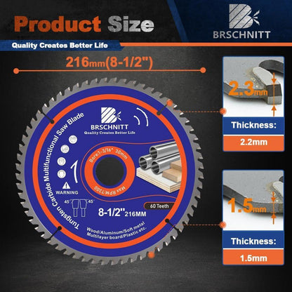 Kreissägeblatt 216mm 60T für Holz, Metall & Alu (3 Stück)