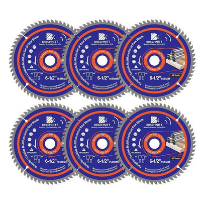 Kreissägeblatt 165mm 60T für Holz, Metall & Alu (6 Stück)