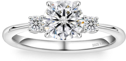 Moissanite Verlobungsring Damen 1,0 Karat Diamant 925 Silber Weißgold Solitärring