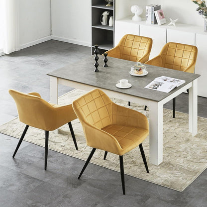 Samt Esszimmerstühle 6er Set – Tulpengold, Bequem & Robust