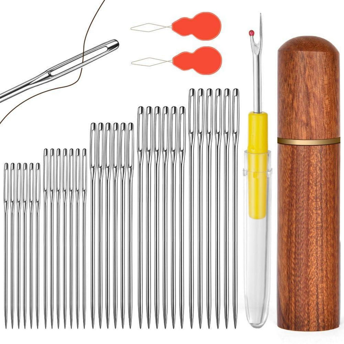 Handnähanadeln Set mit 33 Stück – Edelstahl, 5 Größen