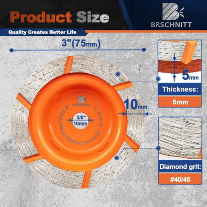 Diamant Schleiftopf 75mm für Beton, Granit, Marmor (6 Stück)