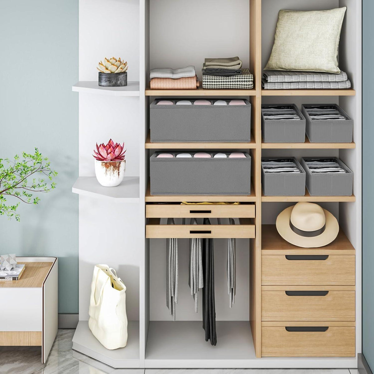 Schubladen Organizer 8er Set Dunkelgrau 30x15x9 cm
