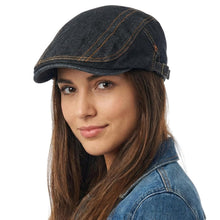 Jeans Schiebermütze Herren Damen - Verstellbare Flatcap Newsboy Cap