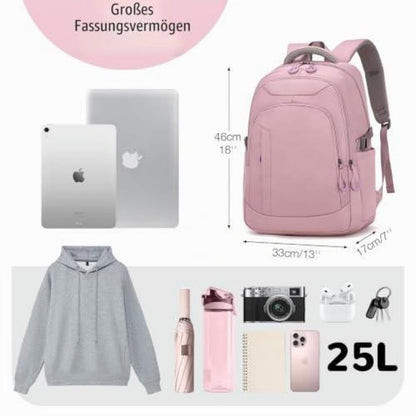 Laptop Rucksack Damen 15.6 Zoll Rosa Violett – Schulrucksack für Uni & Reisen