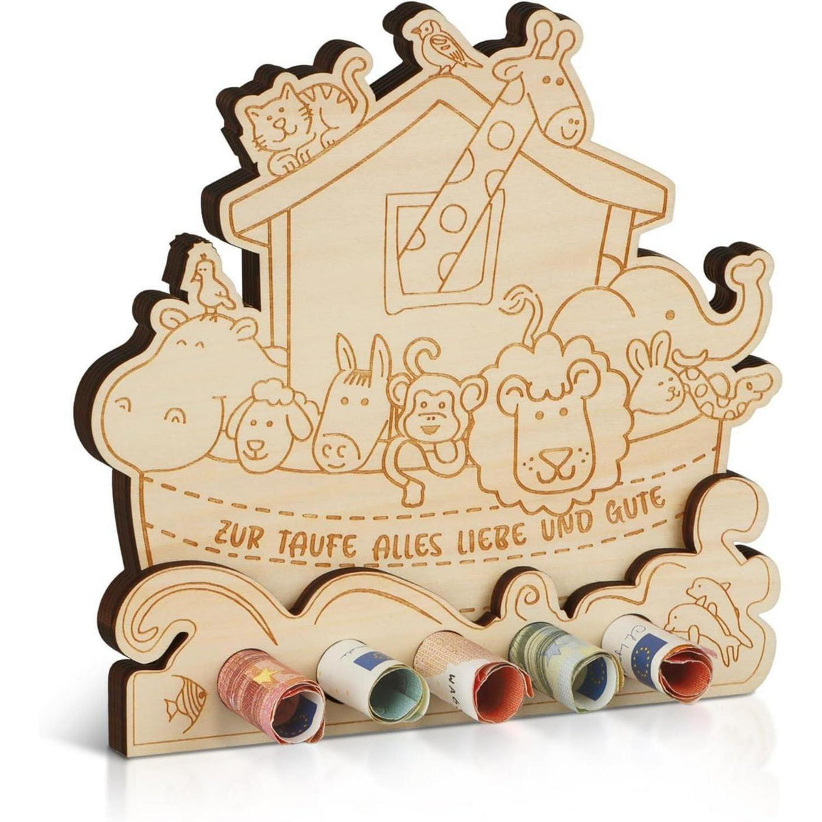Geldgeschenk Taufe Arche Noah Holz – Taufgeschenk Junge/Mädchen