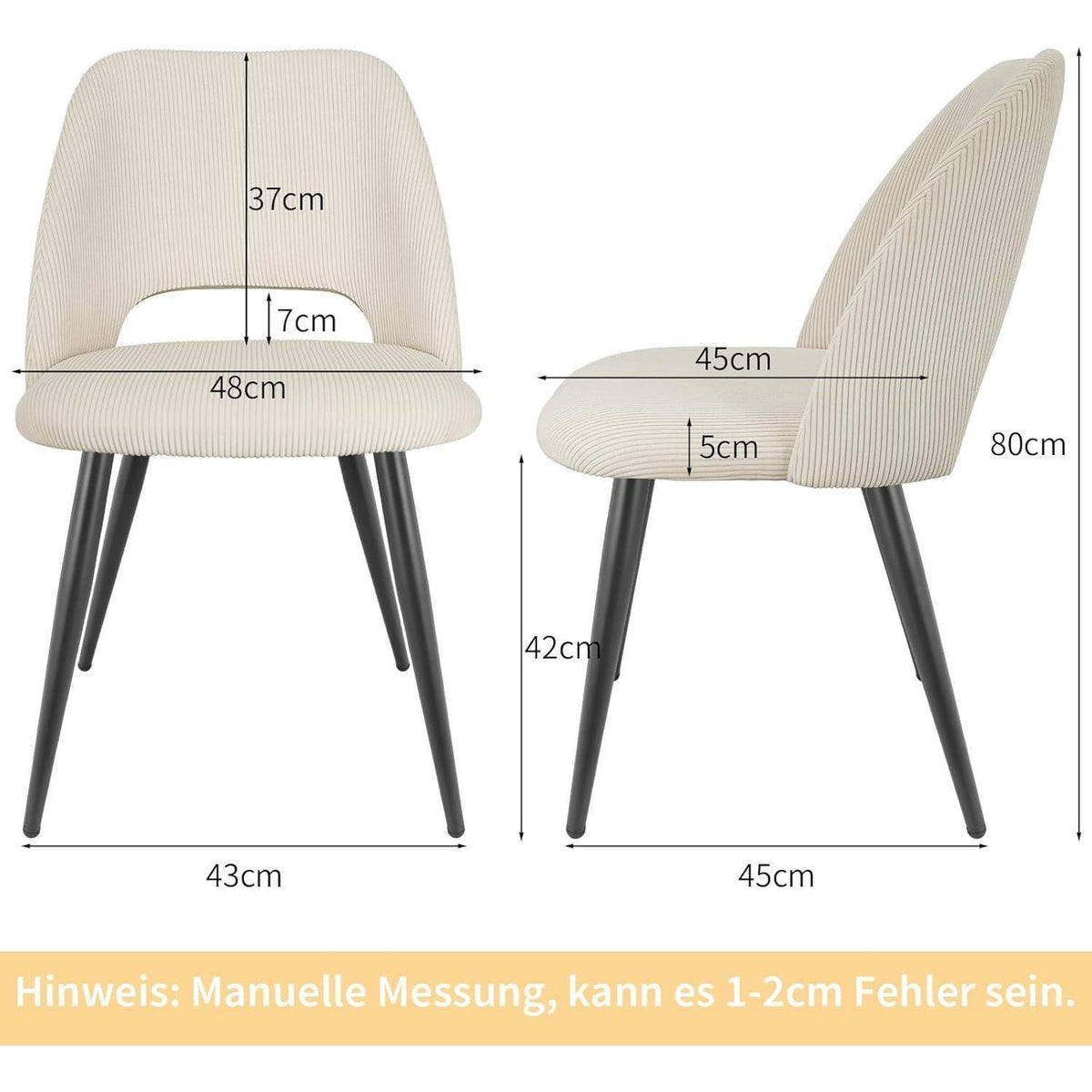 Esszimmerstühle 4er Set Kordsamt Beige