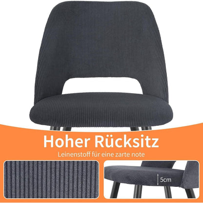 Esszimmerstühle 2er Set Schwarz, Kordsamt Gepolstert