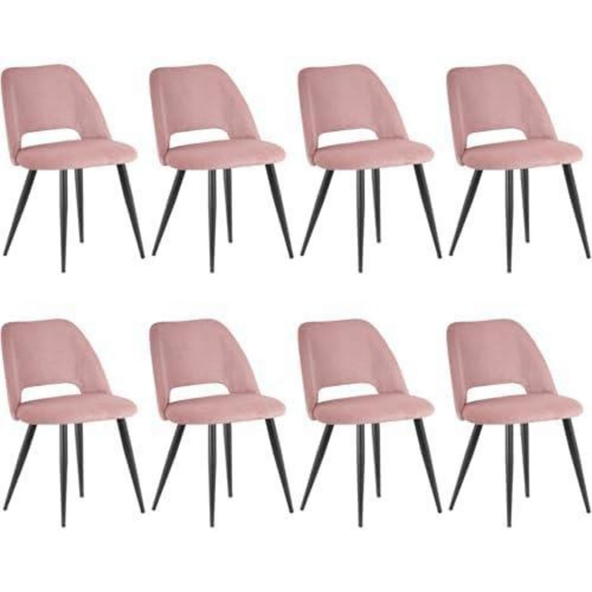 8 Esszimmerstühle Rosa Kordsamt Gepolstert, Ergonomisch & Robust