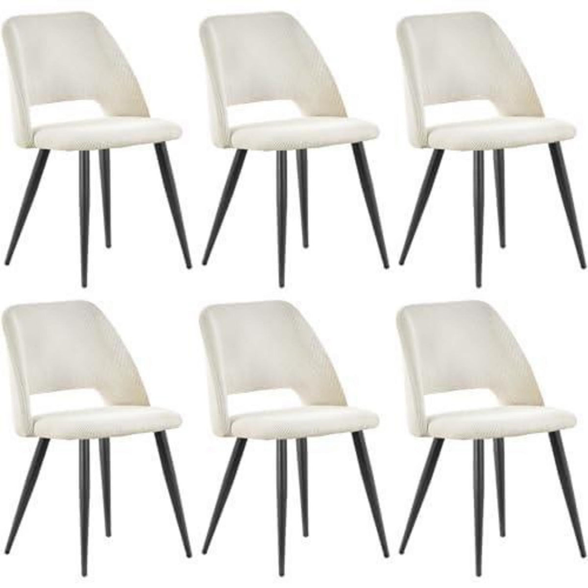 Esszimmerstühle 6er Set Kordsamt Gepolstert Beige