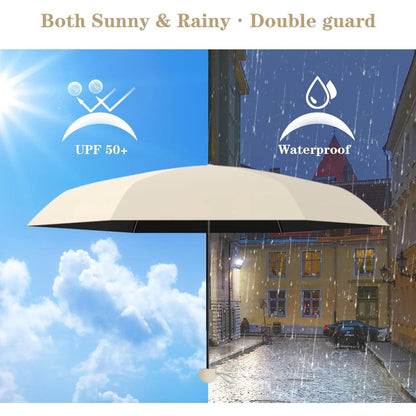 Kompakter Regenschirm mit UV-Schutz, winddicht, warme Sandfarbe
