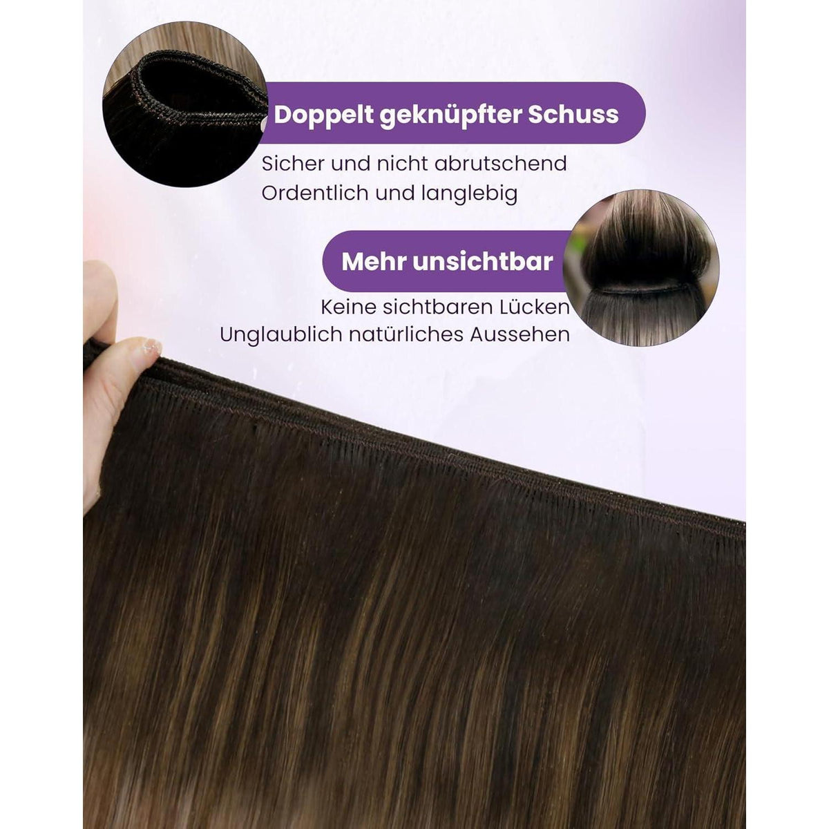 Echthaar Tressen Braun Ombre 60cm - 100g #2/6/18