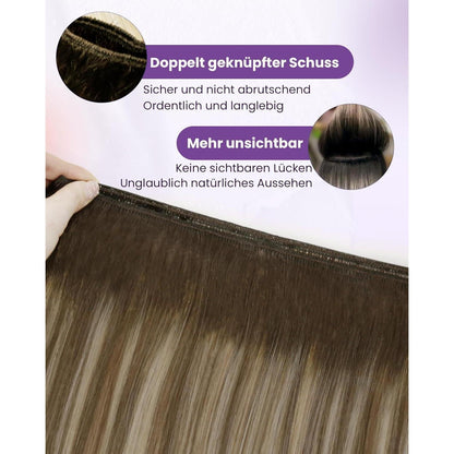 Echthaar Tressen Blayage Braun Ombre 60cm - 100g