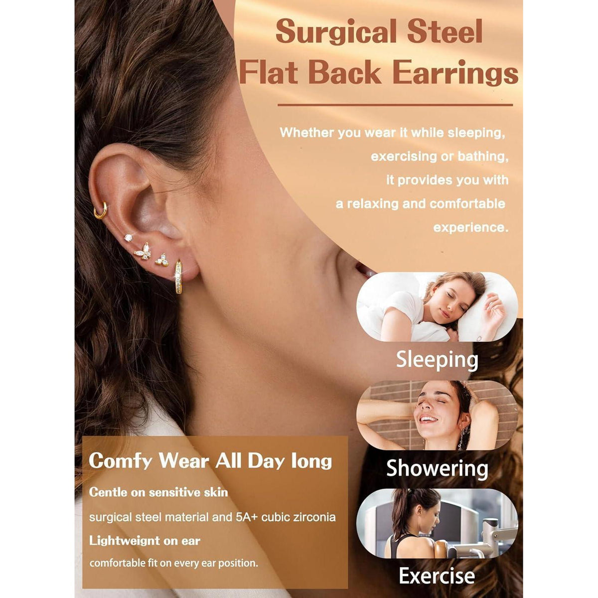 12 Paar Ohrringe Set Gold Silber | Edelstahl Piercing für Damen Herren