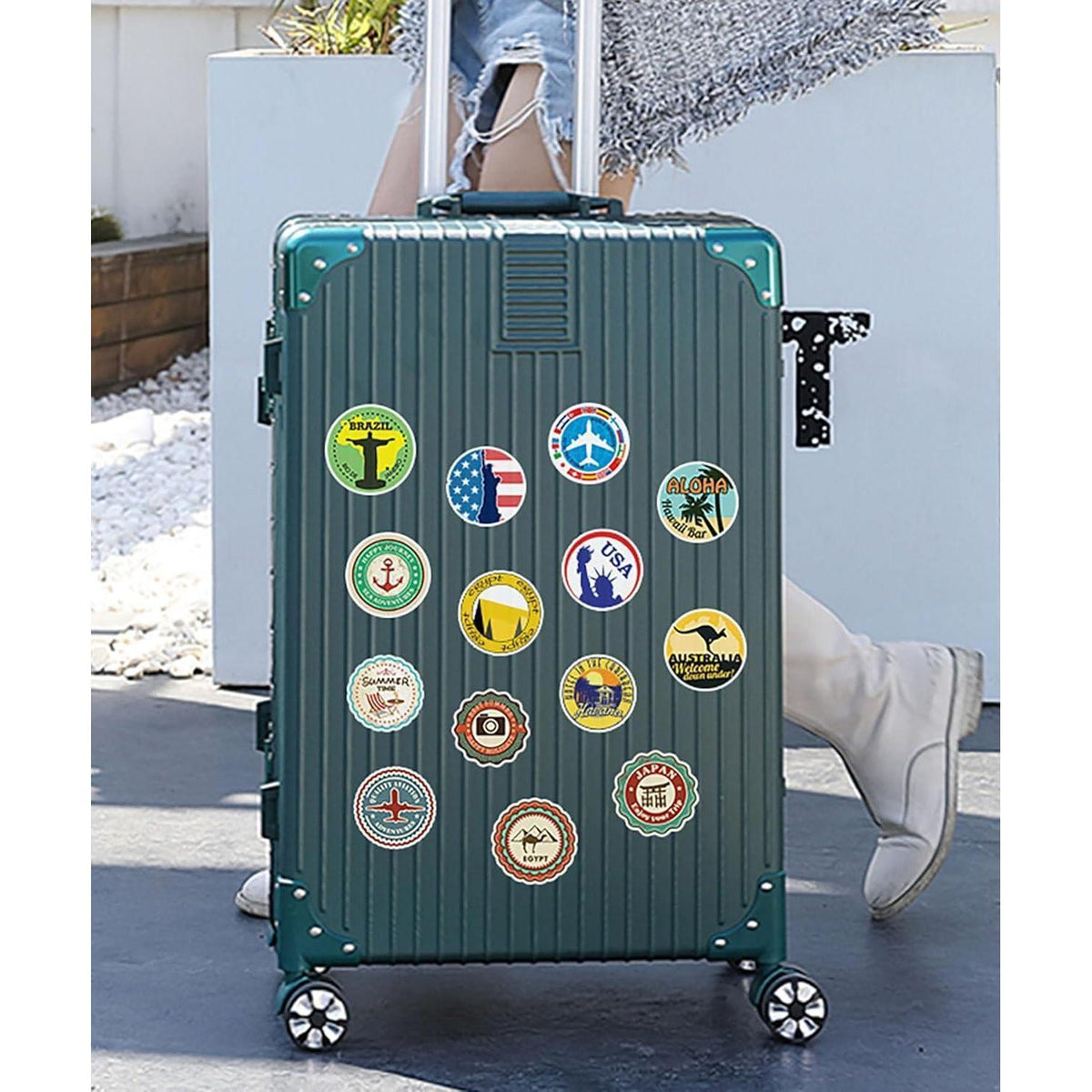 100 Retro Reise Aufkleber Set für Koffer & Laptop