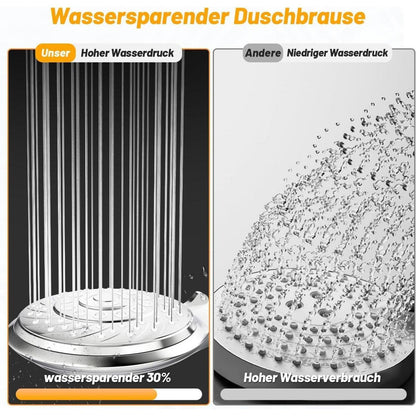 Duschkopf mit Schlauch, 6 Strahlarten, Chrom