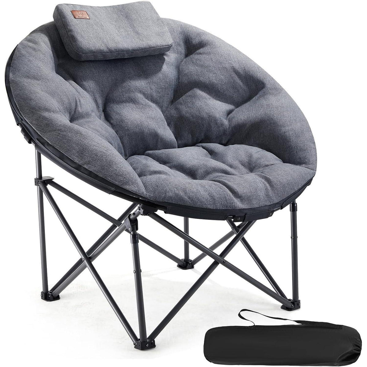 XXL Moonchair Campingstuhl faltbar, 150kg belastbar, dick gepolstert, grau
