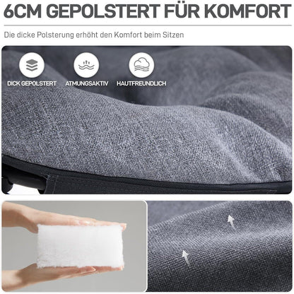 XXL Moonchair Campingstuhl faltbar, 150kg belastbar, dick gepolstert, grau