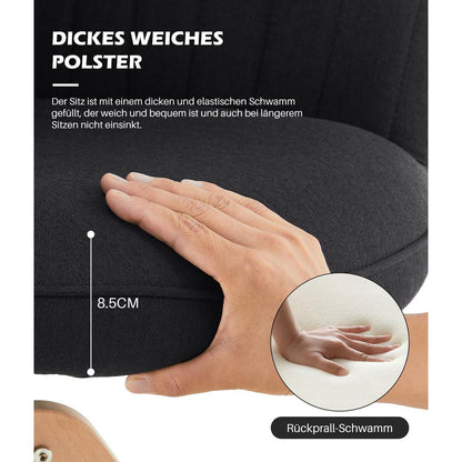 Drehbare Esszimmerstühle Set 2 | Leinen, Massivholz, Komfort