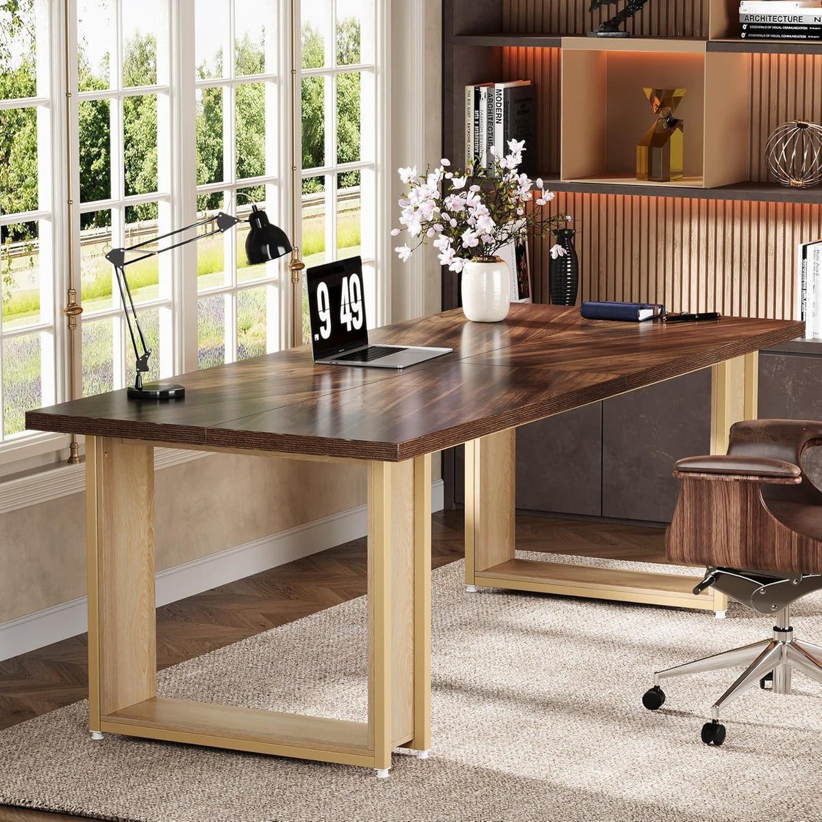 160cm Schreibtisch Holz – Rustikaler Bürotisch für Home Office