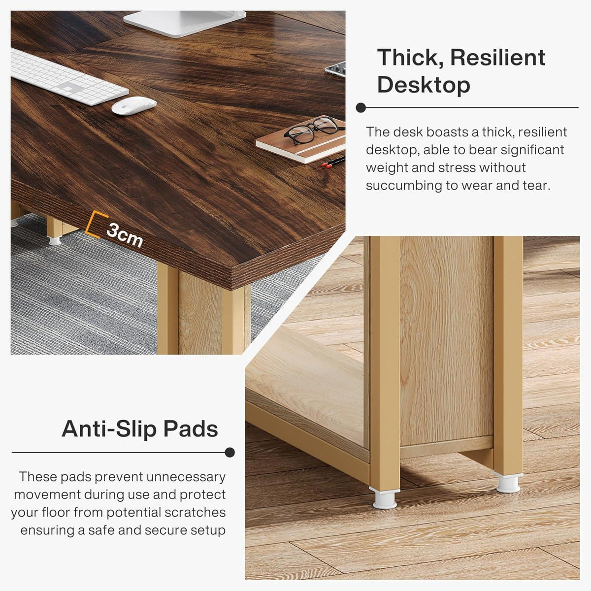 160cm Schreibtisch Holz – Rustikaler Bürotisch für Home Office
