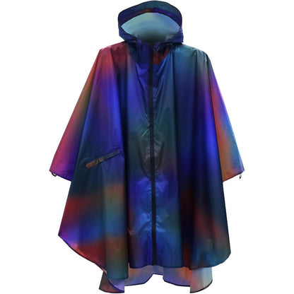 Wasserdichter Fahrrad-Regenponcho mit Kapuze, Blau-Lila-Verlauf