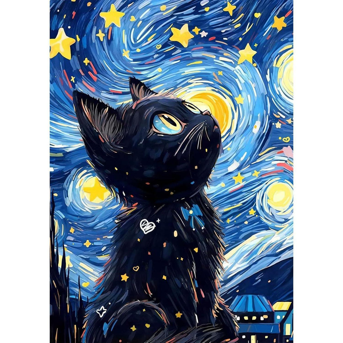 Diamant Painting Sternennacht Katze 5D DIY Bild Erwachsene