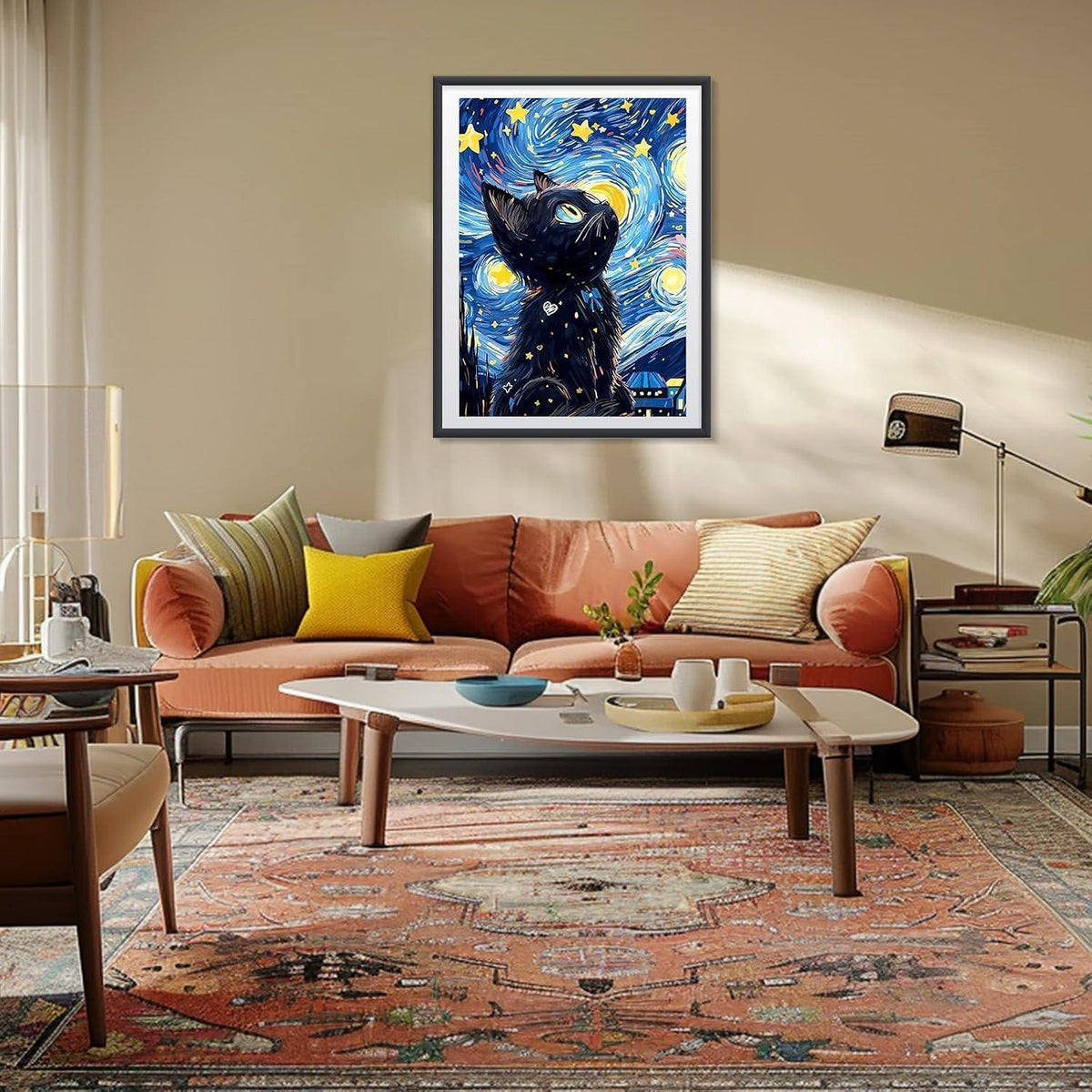 Diamant Painting Sternennacht Katze 5D DIY Bild Erwachsene