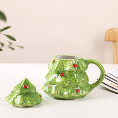 400ml Weihnachtstasse mit Bär & Deckel – Keramik Becher
