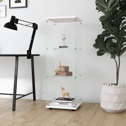 Glasvitrine 3 Etagen Weiß – Moderne Regalkabine für Wohnzimmer