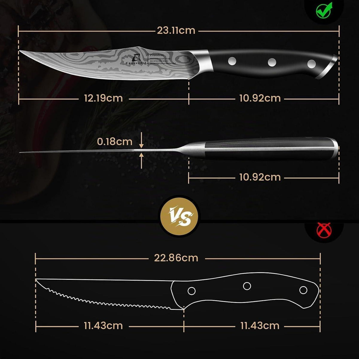 8-teiliges Steakmesser-Set aus Edelstahl mit Ablage