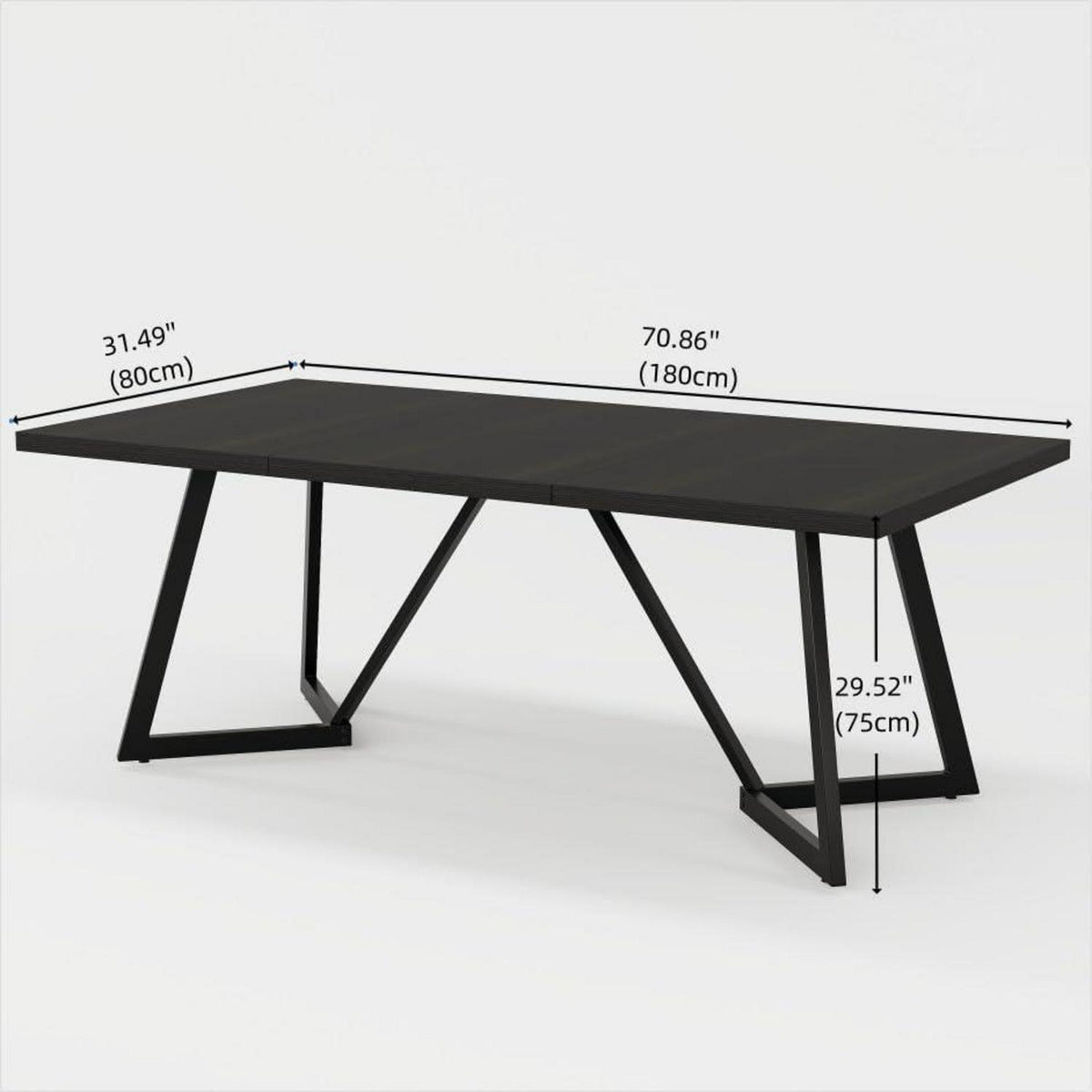 180cm Esstisch Schwarz – Moderner Küchentisch für 4-6 Personen