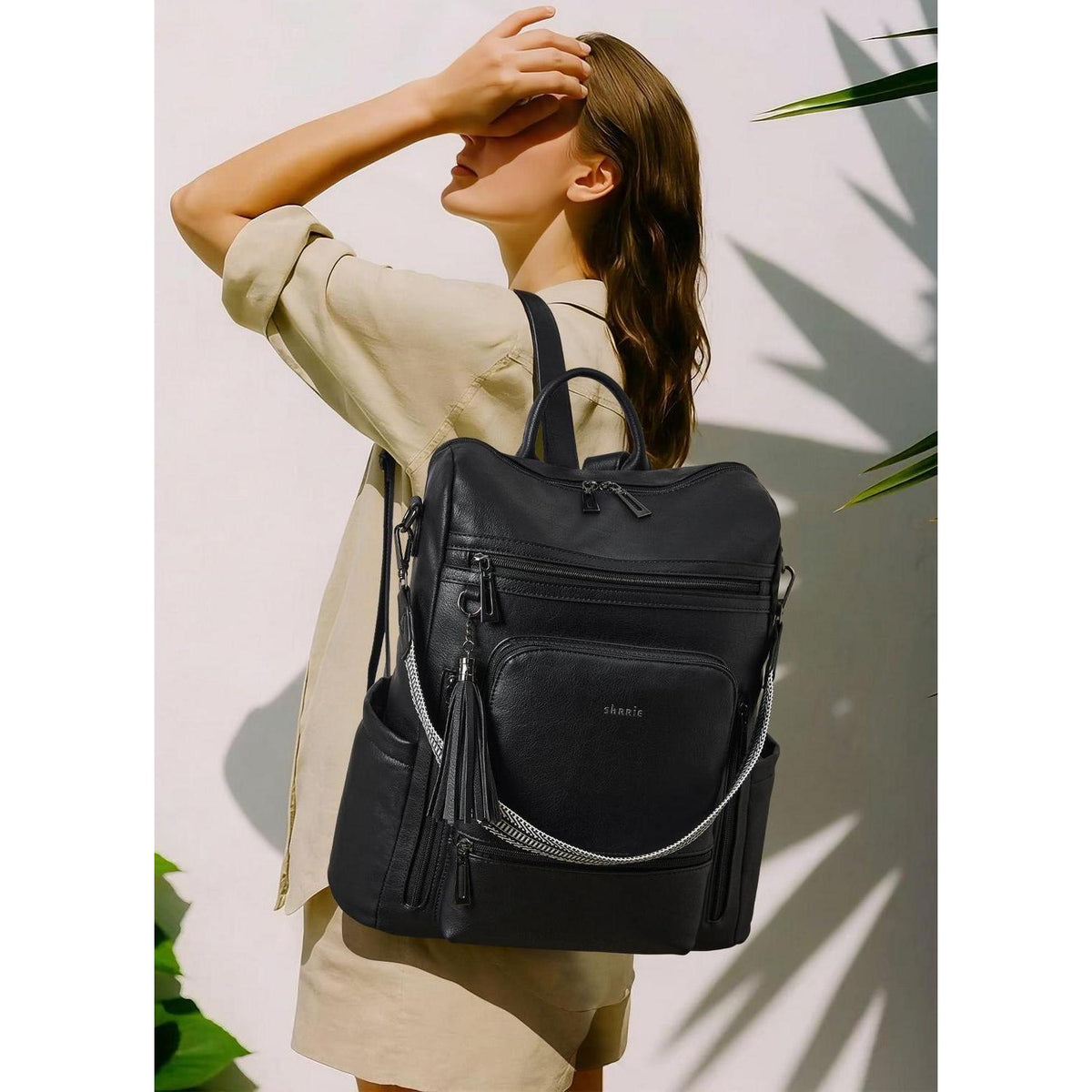 Rucksack Damen Laptopfach 15,6 Zoll Wasserdicht Business in Lederoptik