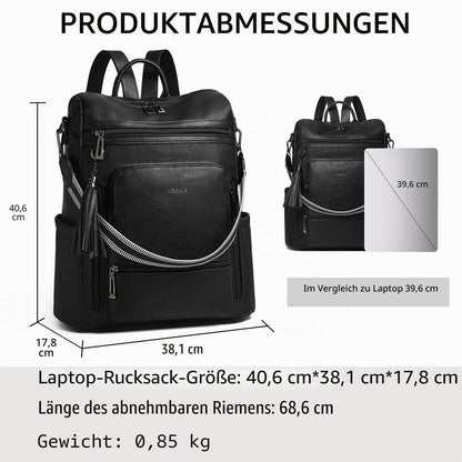 Rucksack Damen Laptopfach 15,6 Zoll Wasserdicht Business in Lederoptik