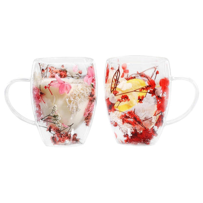 2er-Pack Latte Macchiato Gläser mit Trockenblumen, 350ml