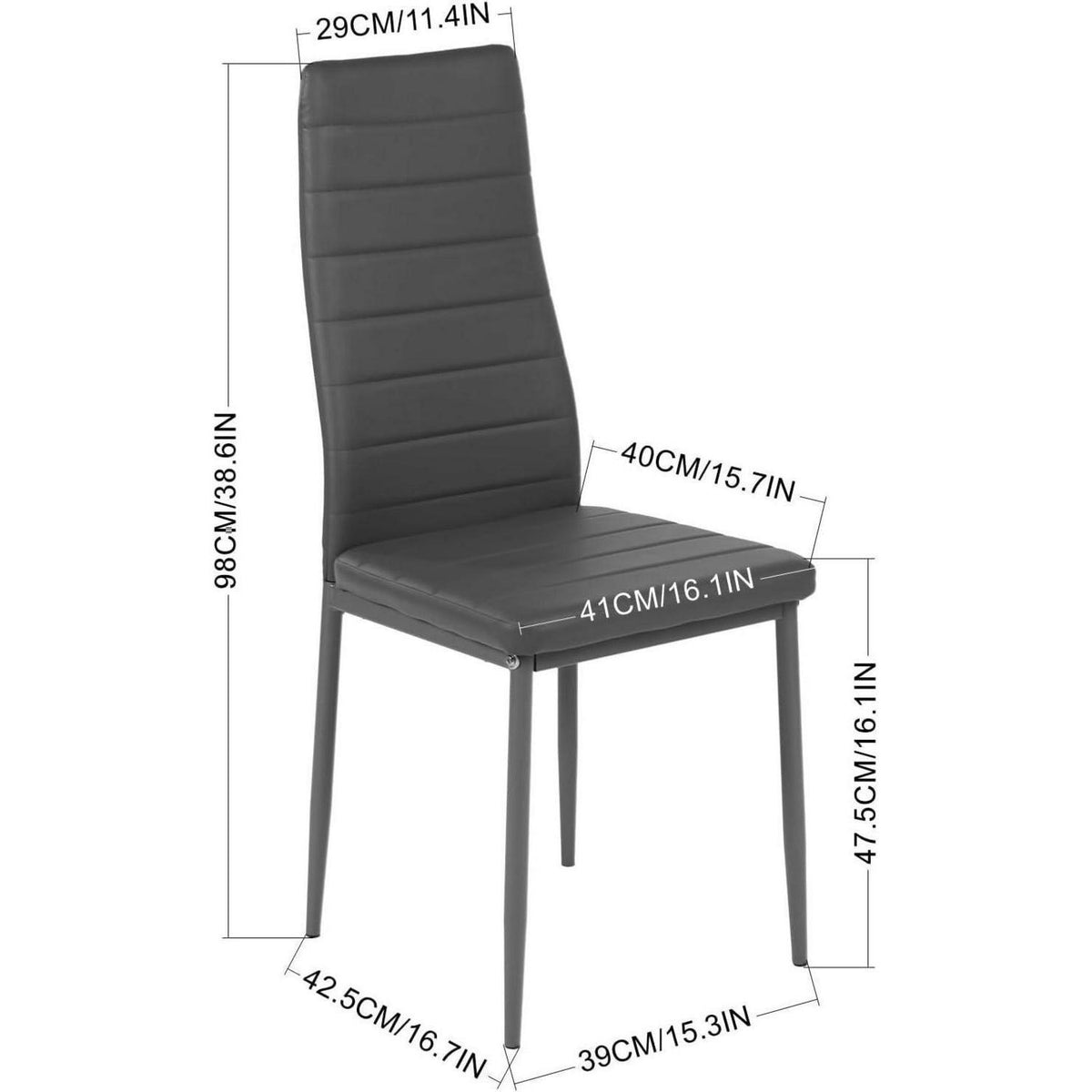 6x Esszimmerstühle Grau – Gepolsterte Sitzfläche & Metallbeine