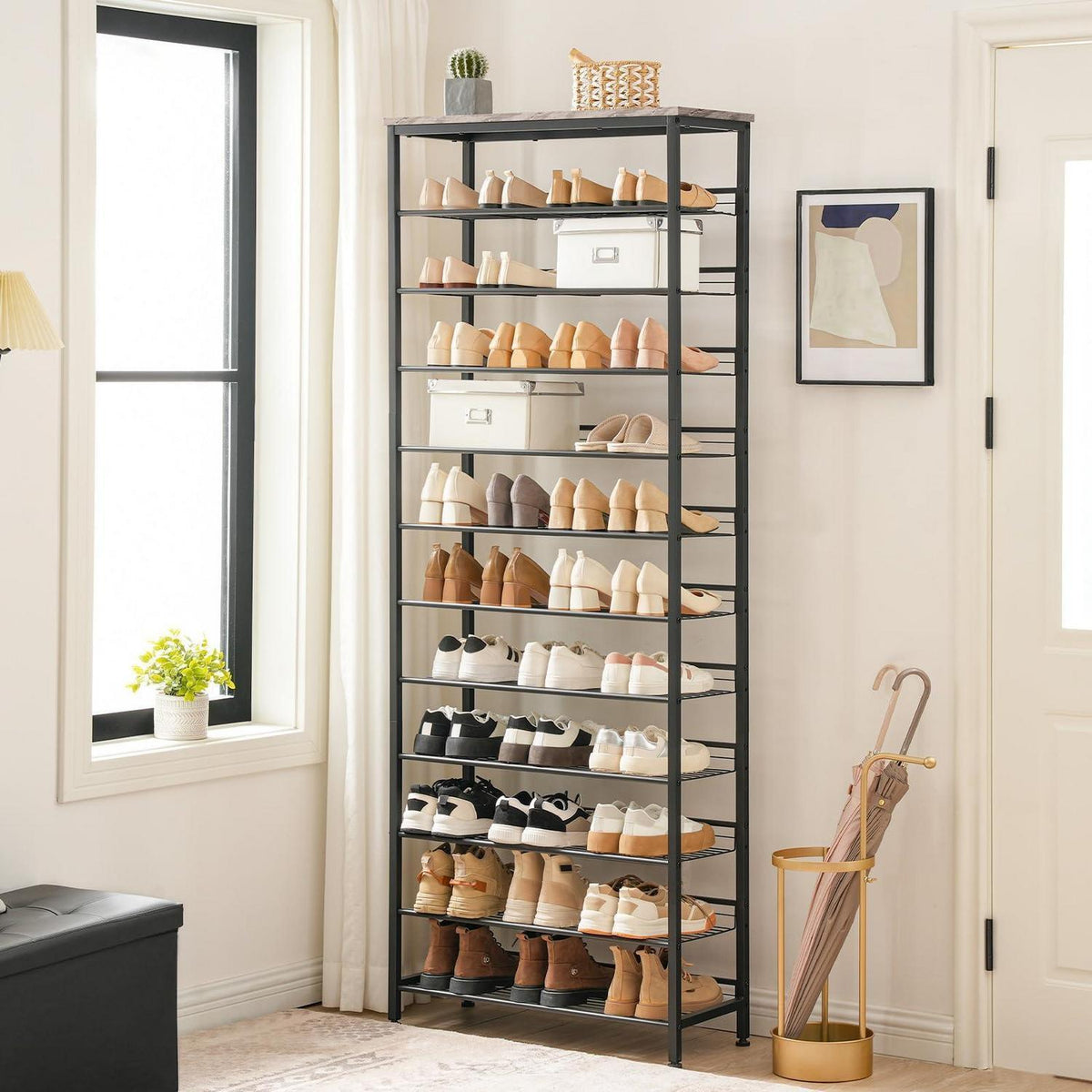 Großes Schuhregal 12 Etagen – Schuhablage für 35-45 Paar Schuhe