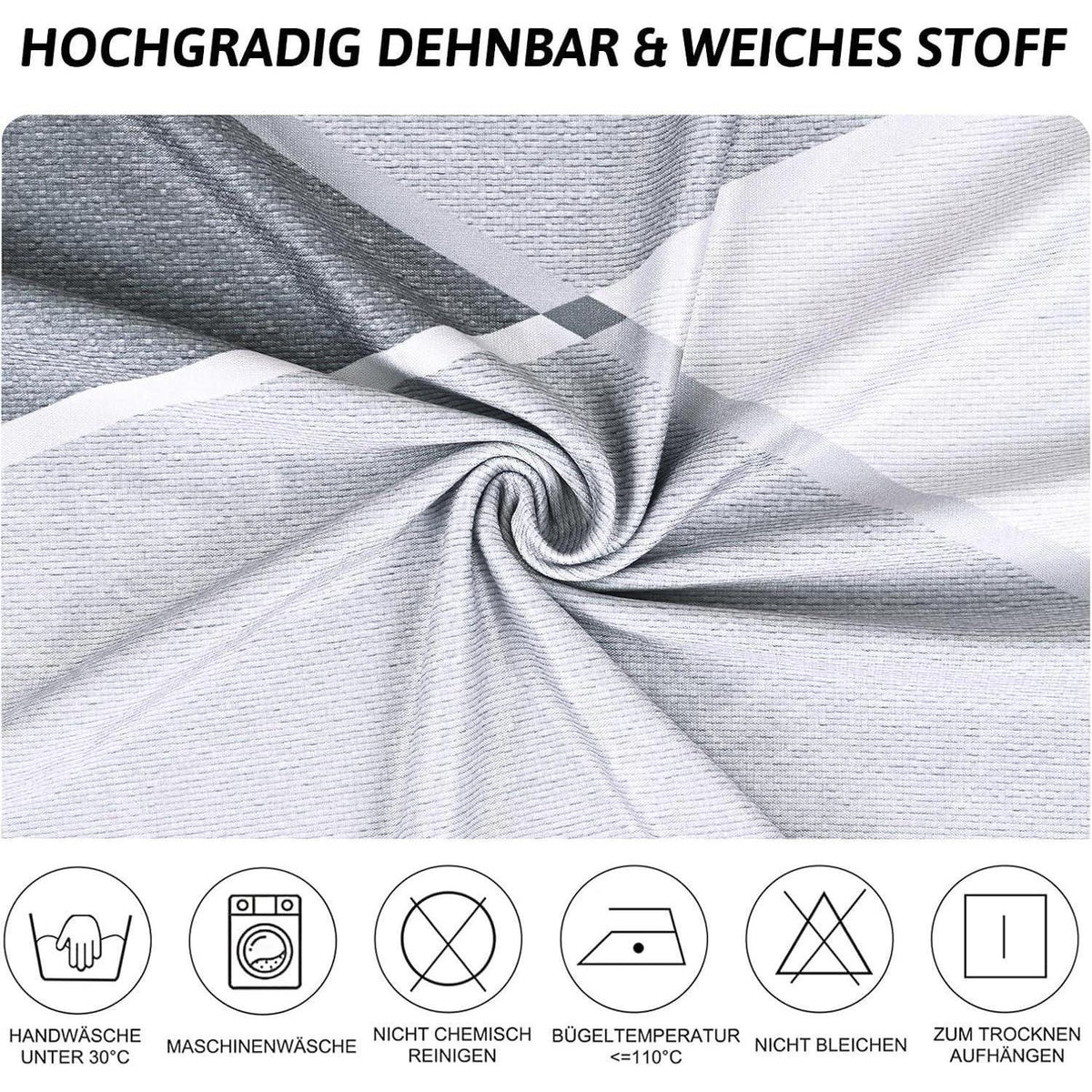 Stretch Stuhlhussen Set Grau – Abnehmbar & Waschbar