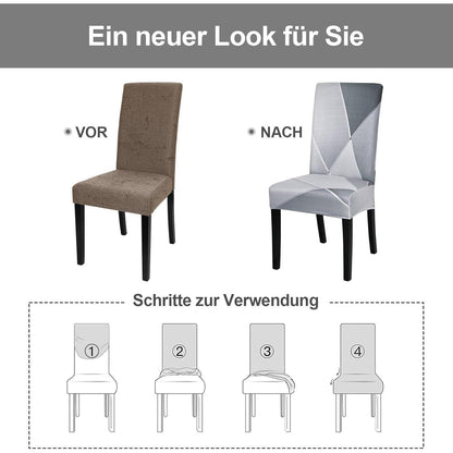Stretch Stuhlhussen Set Grau – Abnehmbar & Waschbar
