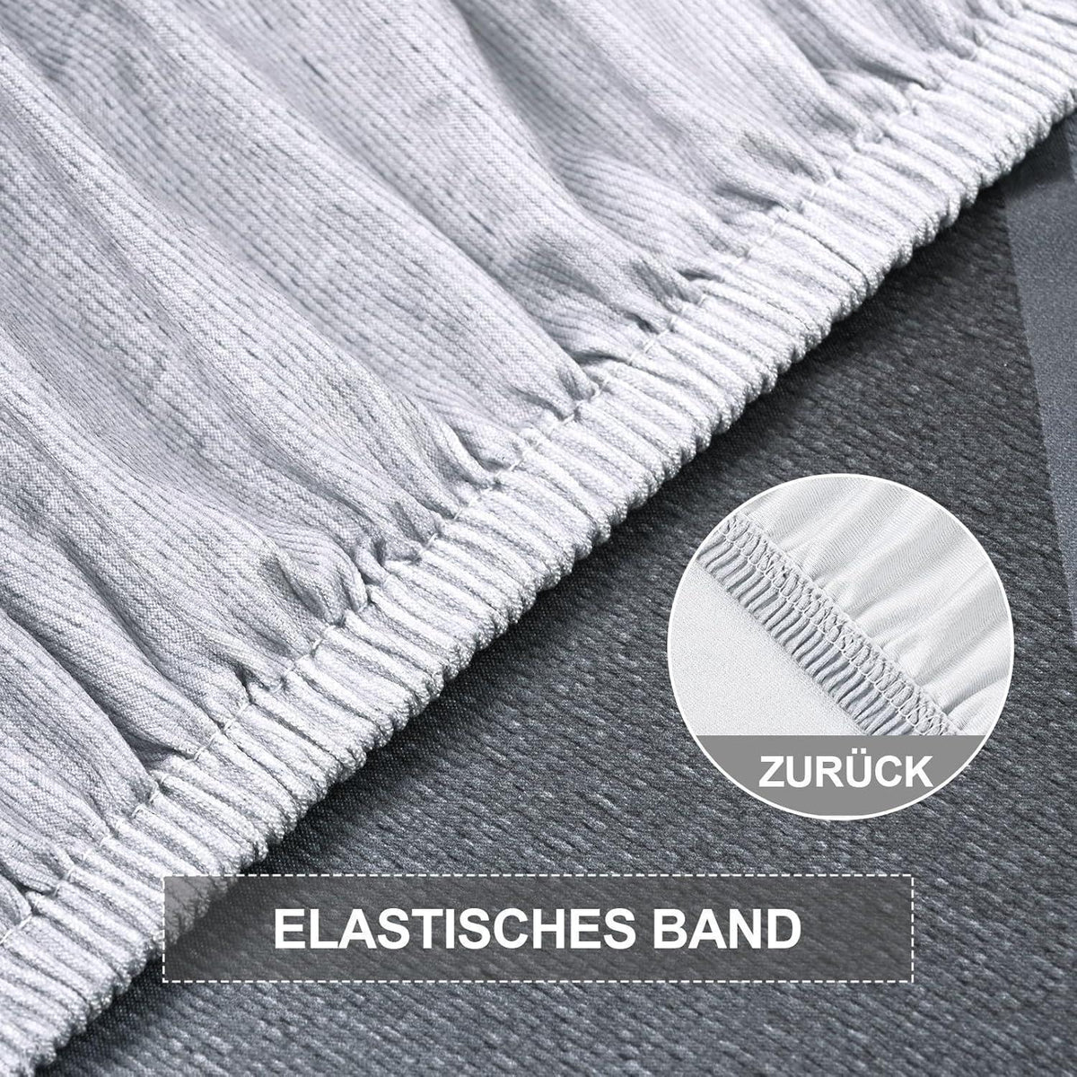 Stretch Stuhlhussen Set Grau – Abnehmbar & Waschbar