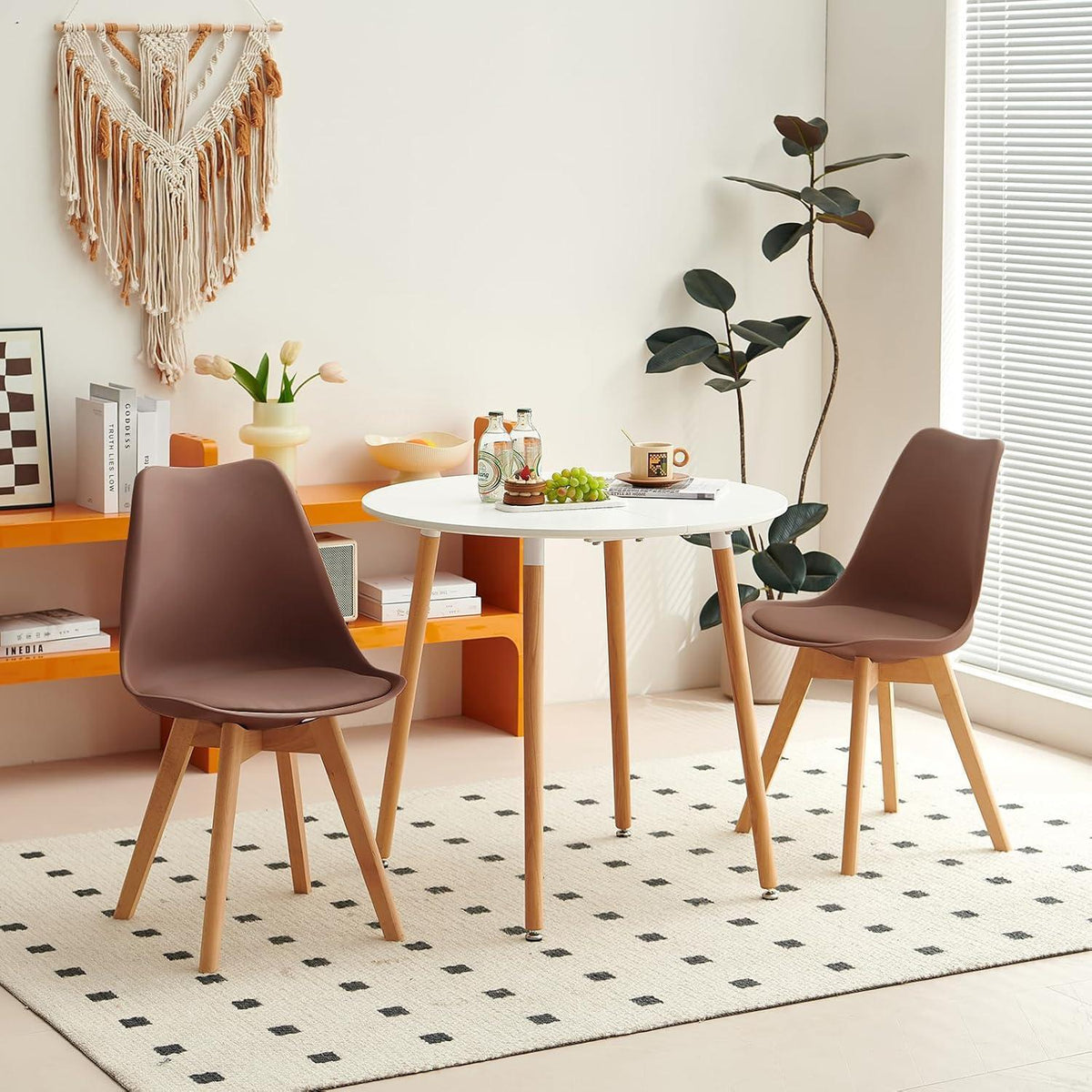 8 Esszimmerstühle skandinavisches Design, Buche in Lederoptik