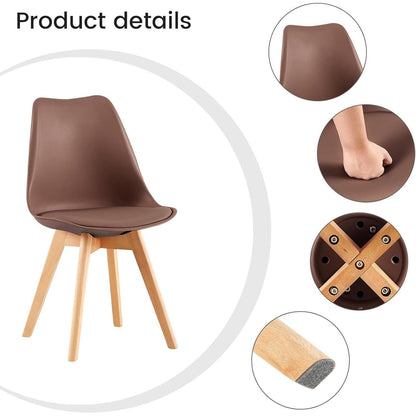 Esszimmerstühle Set 4er – Skandinavisch, Gepolstert, Braun