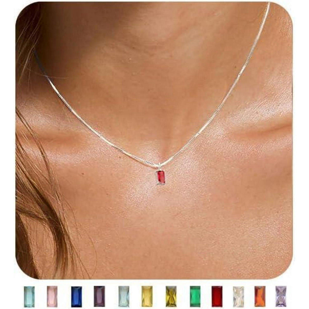 Geburtsstein Kette 925 Sterling Silber vergoldet Damen Juli Smaragd