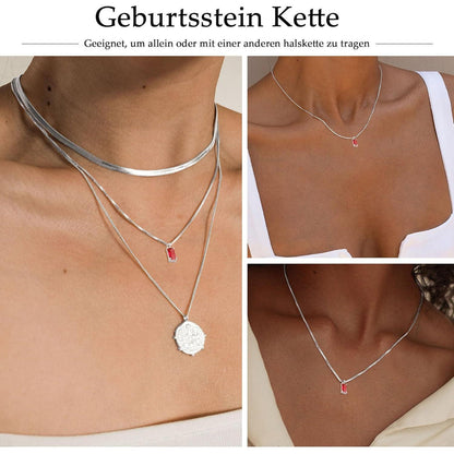 Geburtsstein Kette 925 Sterling Silber vergoldet Damen Juli Smaragd