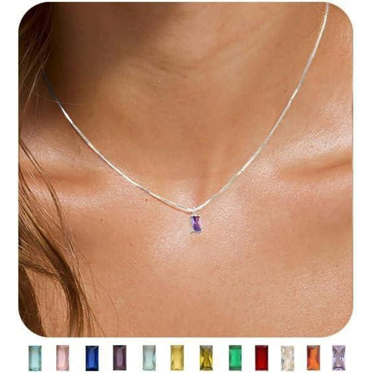 Geburtsstein Kette 925 Sterling Silber vergoldet Damen Februar
