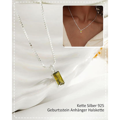 Geburtsstein Kette 925 Sterling Silber vergoldet Damen mit Anhänger August