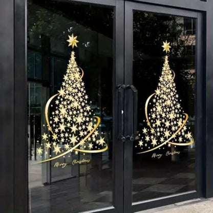 Weihnachts Fensterbilder Goldener Baum (2er Set)