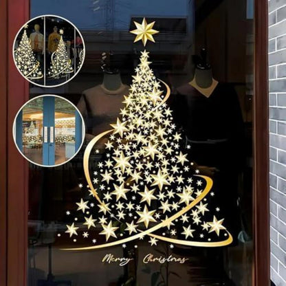 Weihnachts Fensterbilder Goldener Baum (2er Set)