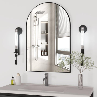 Gewölbter Wandspiegel Schwarz 60x90cm – Modern & Elegant